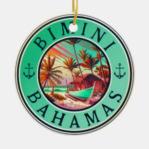 Bimini Bahamas anchor Fishing Travel Vintage boat Ceramic Tree Decoration