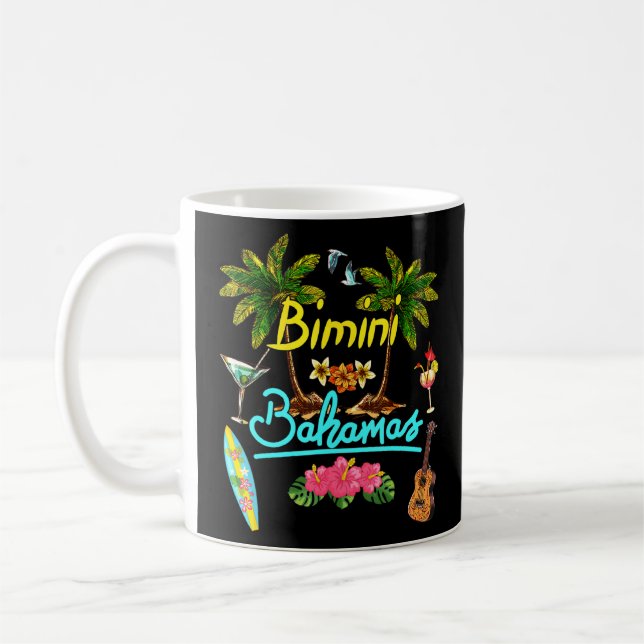 Bimini Bahamas Beach Summer Palm Surf Sun Set Palm Coffee Mug (Left)
