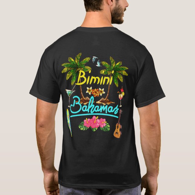 Bimini Bahamas Beach Summer Palm Surf Sun Set Palm T-Shirt (Back)