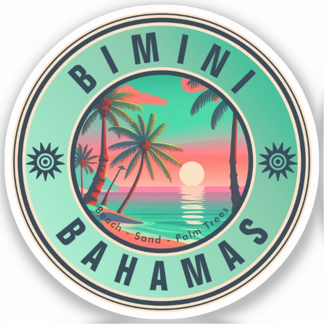 Bimini Bahamas Retro Sunset Travel Souvenir 1950s (Front)
