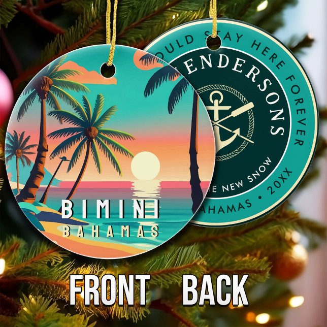 Bimini Bahamas Retro Sunset Travel Souvenir 1950s Ceramic Tree Decoration (Creator Uploaded)