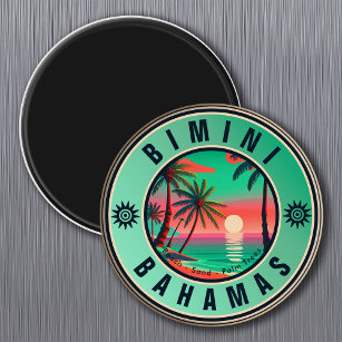 Bimini Bahamas Retro Sunset Travel Souvenir 1950s Magnet