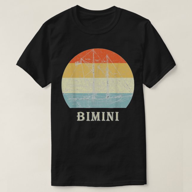 Bimini Bahamas Vintage Retro Sailboat Vacation  T-Shirt (Design Front)