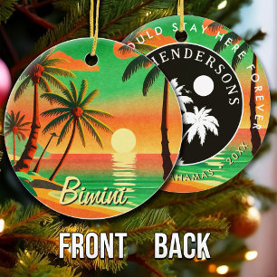 Bimini Bahamas Vintage Travel Souvenir Palm Trees Ceramic Tree Decoration