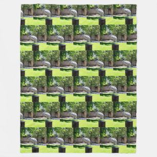 Bin Chicken (ibis) On A Tree Stump, Fleece Blanket