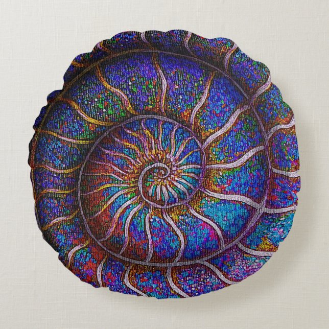 Binary Ammonite Round Cushion (Front)