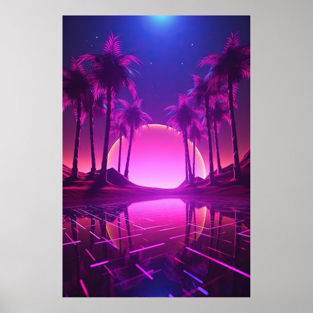 Binary Bliss: Synthwave Euphoria Poster (Front)