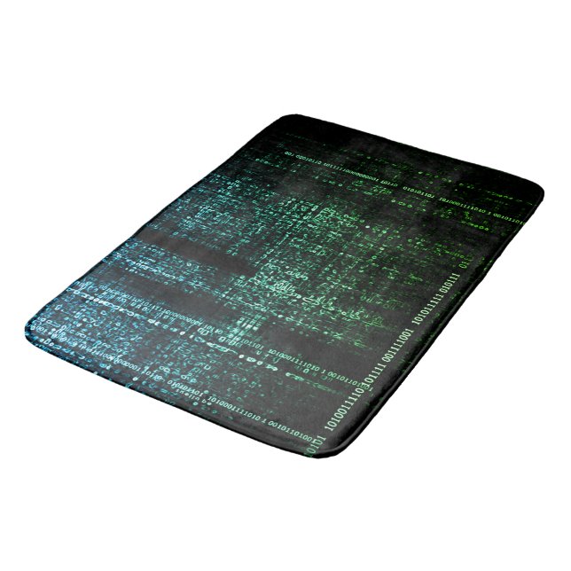 Binary Bliss: Tech Meets Tranquillity Bath Mat (Angled)