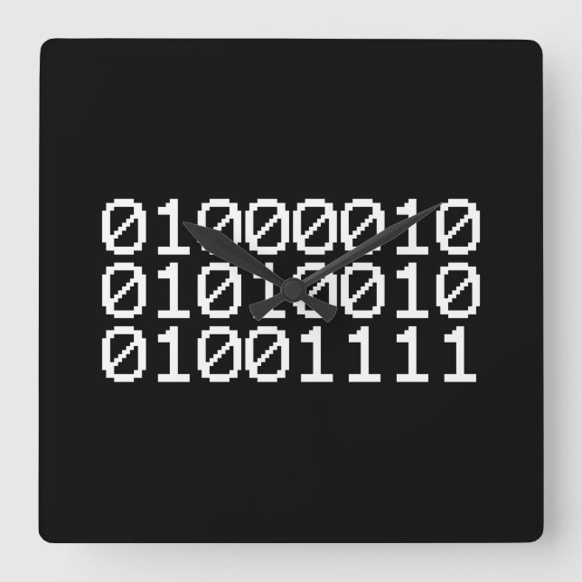 BINARY BRO SQUARE WALL CLOCK (Front)