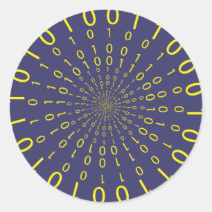 Binary circular background classic round sticker