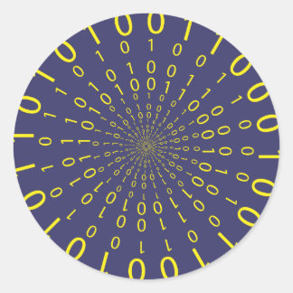 Binary circular background classic round sticker