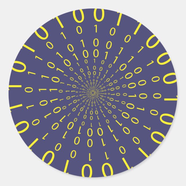 Binary circular background classic round sticker (Front)