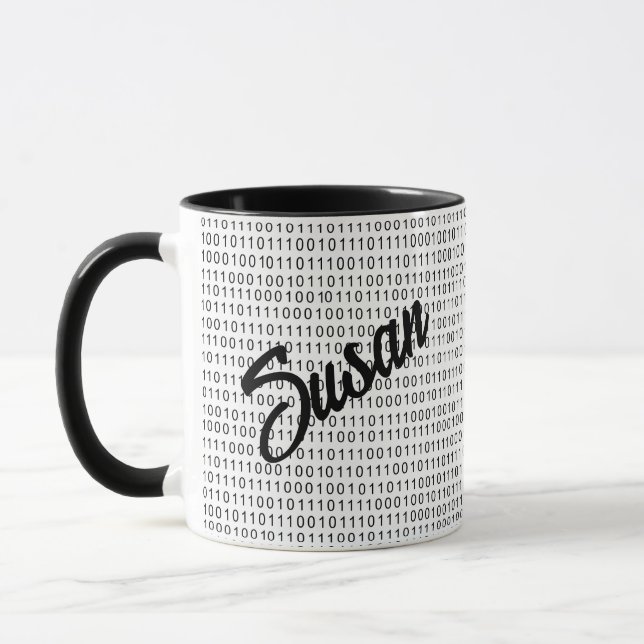 Binary Code black white stripes Mug (Left)