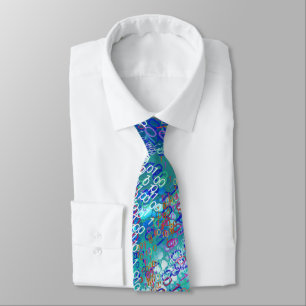 Binary Code Blue Turquoise Tie