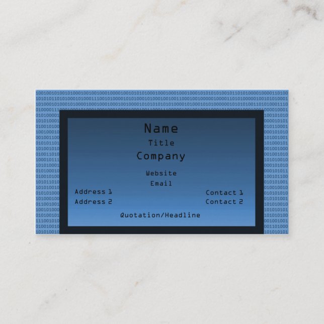 Binary Code Business Card, Blue Card (Front)