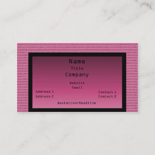 Binary Code Business Card, Pink Card