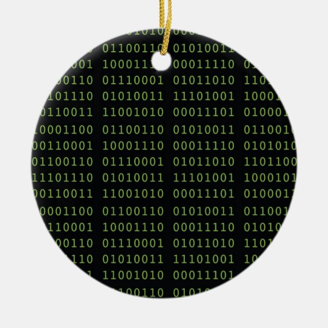 Binary Code Christmas with Name Ceramic Tree Decoration (Front)