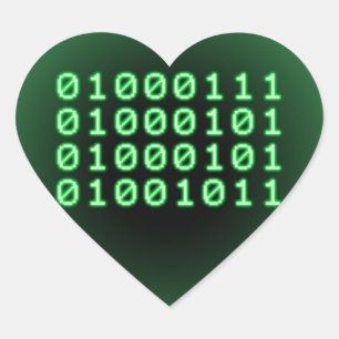 Binary code for GEEK Heart Sticker