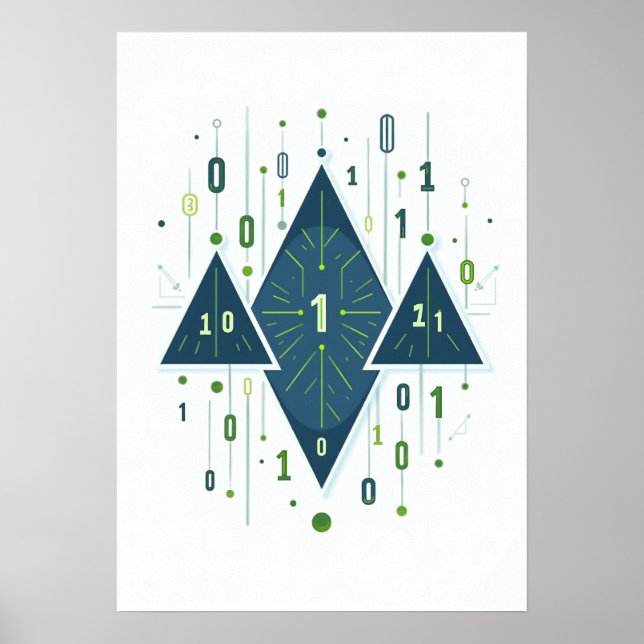 Binary Code Geometric Pattern for Programmers and  Poster (Front)