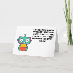 Binary Code Happy Birthday Card - Robot