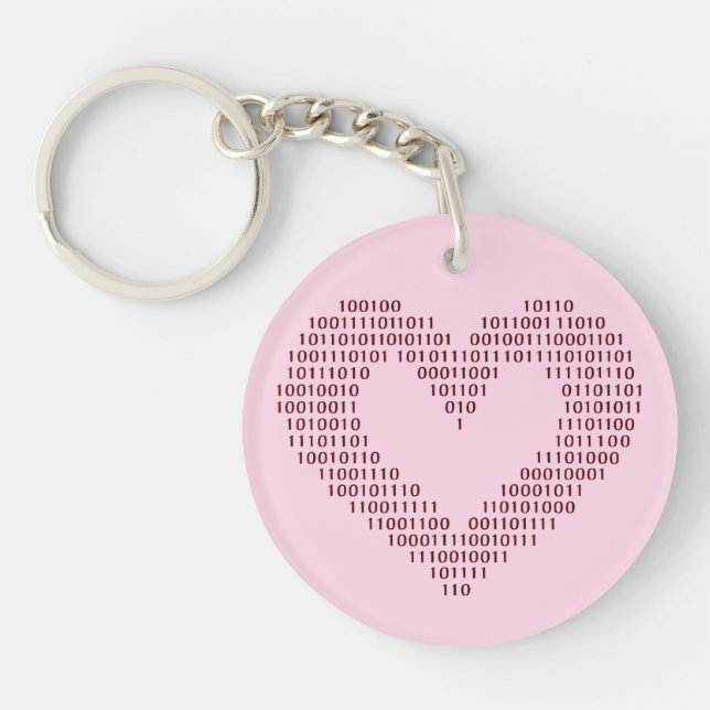 Binary Code Heart Key Ring (Front)