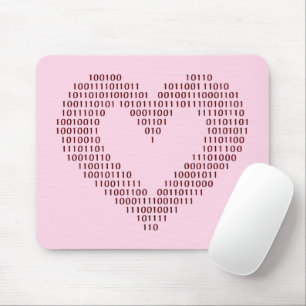 Binary Code Heart Mouse Mat