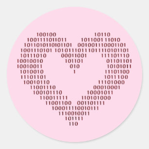 Binary Code Heart Sticker Set
