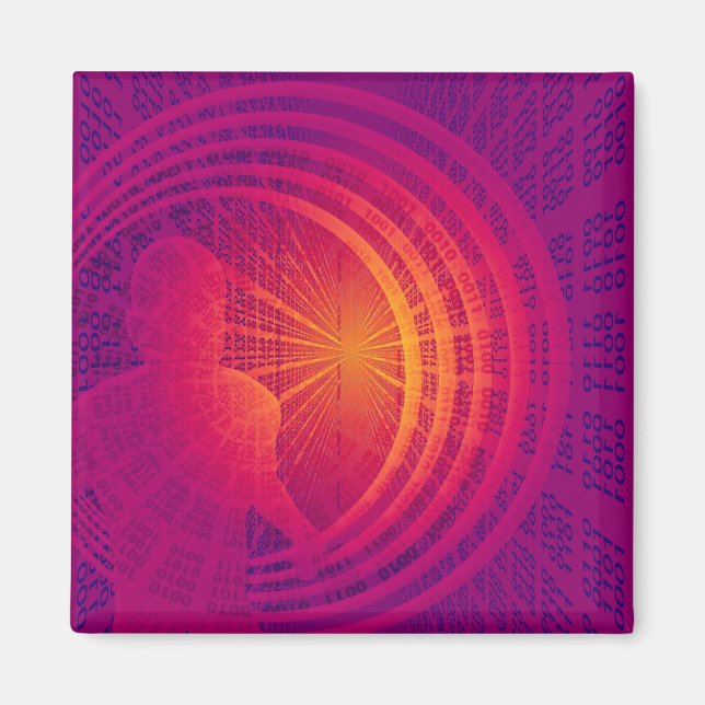 Binary Code Hi-Tech  Abstract Design Magnet (Front)