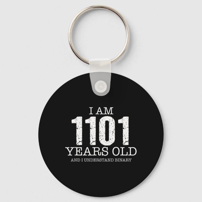 Binary Code Math Geek 13th Birthday Gift Key Ring (Front)