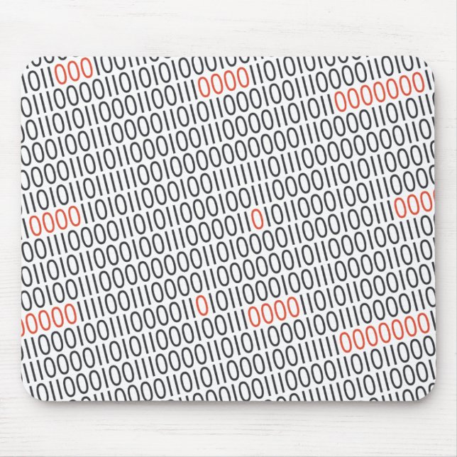 Binary Code Pattern Black Red on any Colour Mouse Mat (Front)
