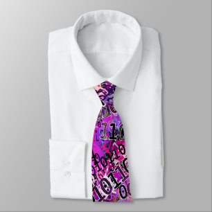 Binary Code Pink Purple Tie
