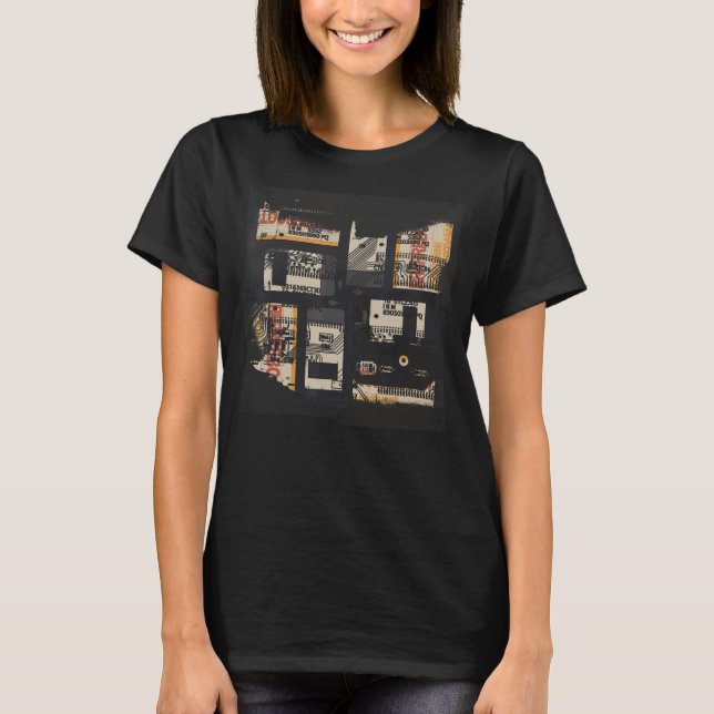 Binary Code Retro Computer Glitch Geek Programmer  T-Shirt (Front)