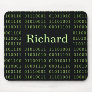 Binary Code with Name Computer Mouse Mat
