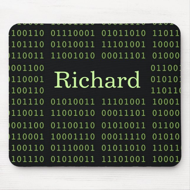 Binary Code with Name Computer Mouse Mat (Front)