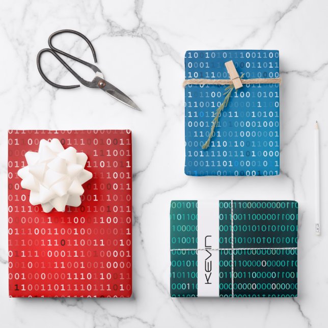 Binary Code Wrapping Paper Sheets (Front)
