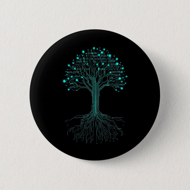 Binary Coding Programmer Graphic Design for Coders 6 Cm Round Badge (Front)