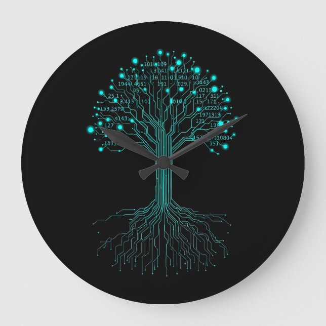 Binary Coding Programmer Graphic Design for Coders Large Clock (Front)