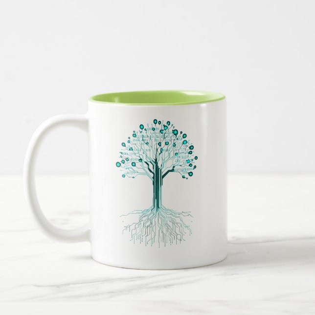 Binary Coding Programmer Graphic Design for Coders Two-Tone Coffee Mug (Left)