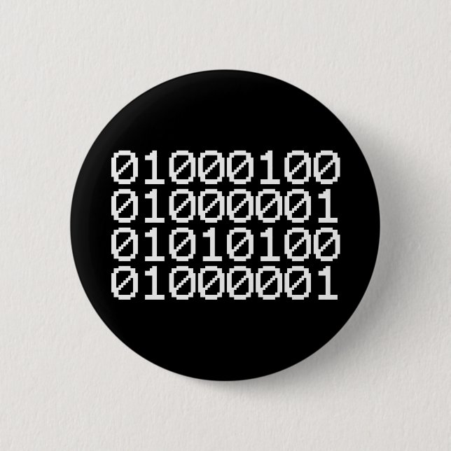 BINARY DATA 6 CM ROUND BADGE (Front)