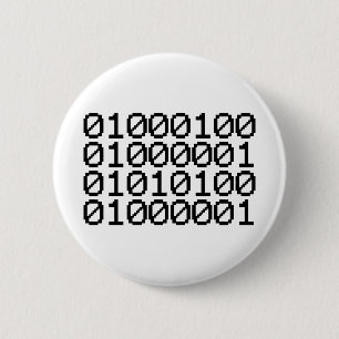 BINARY DATA 6 CM ROUND BADGE