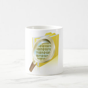 Binary Data Magnifying Glass Digital File Search  Coffee Mug