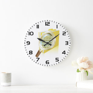 Binary Data Magnifying Glass Digital File Search  Large Clock