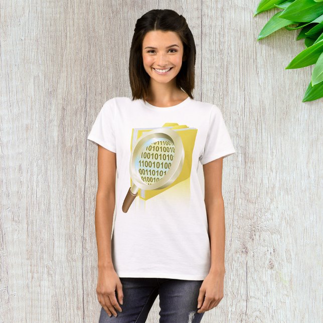 Binary Data Magnifying Glass Digital File Search  T-Shirt (Creator Uploaded)