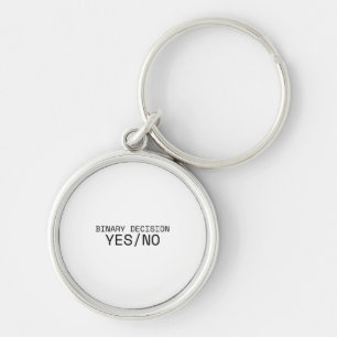 Binary Decision Yes No Minimalist Typewriter  Key Ring