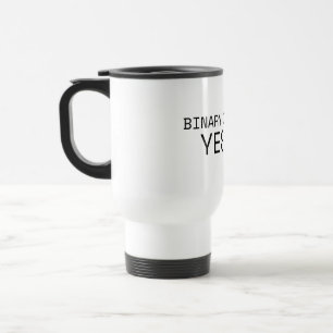 Binary Decision Yes No Minimalist Typewriter  Travel Mug