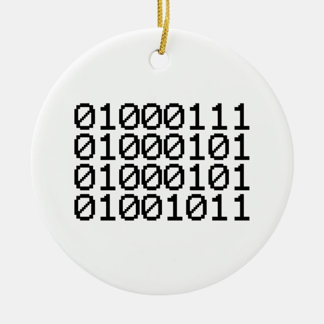 BINARY GEEK CERAMIC TREE DECORATION (Front)