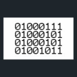 BINARY GEEK RECTANGULAR STICKER<br><div class="desc">GEEK IN BINARY

Globe Trotters specialises in idiosyncratic imagery from around the globe. Here you will find unique Greeting Cards,  Postcards,  Posters,  Mousepads and more.</div>