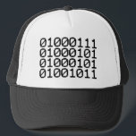 BINARY GEEK TRUCKER HAT<br><div class="desc">GEEK IN BINARY

Globe Trotters specialises in idiosyncratic imagery from around the globe. Here you will find unique Greeting Cards,  Postcards,  Posters,  Mousepads and more.</div>