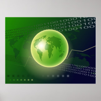 Binary Globe Background Poster
