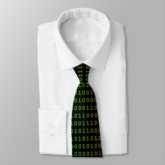Binary Green and Red Neck Tie (Tied)